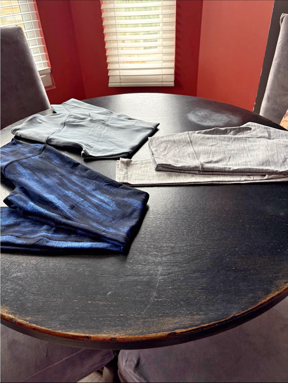 Lululemon —Lot of 3 Folded Activewear Leggings - Blue, Light Gray, Heather Gray